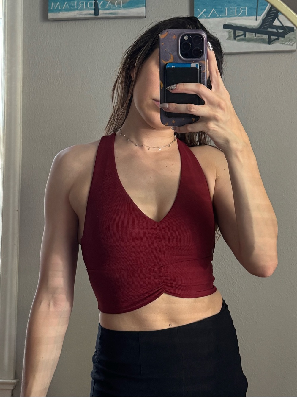 Deep Wine Halter Crop Top
